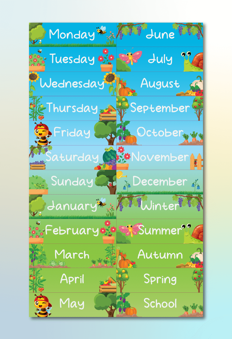 Days of the Week and Months of the Year Stickers
