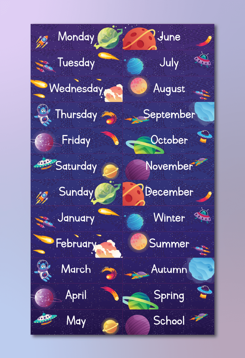 Days of the Week and Months of the Year Stickers