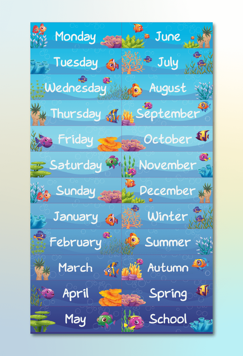 Days of the Week and Months of the Year Stickers