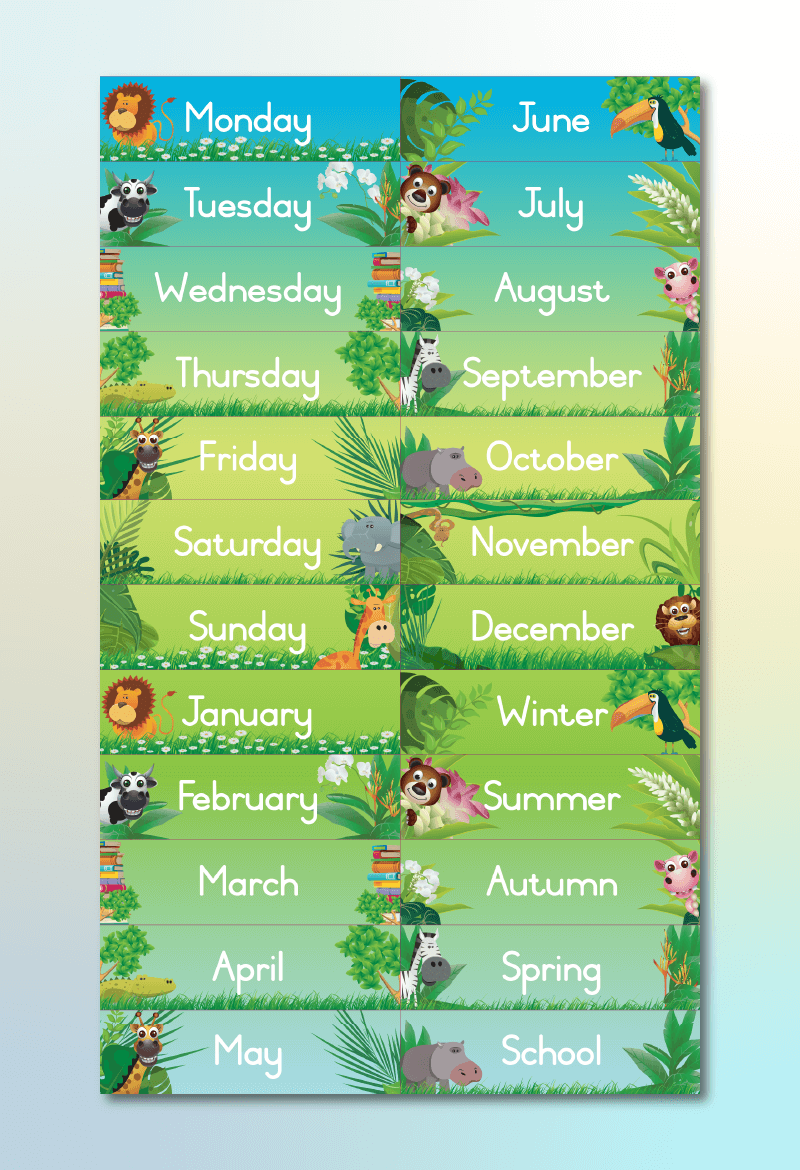 Days of the Week and Months of the Year Stickers